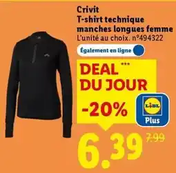 Lidl Crivit - t-shirt technique manches longues femme offre
