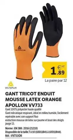 DomPro Gant tricot enduits mousse latex orange apolion vv733 offre