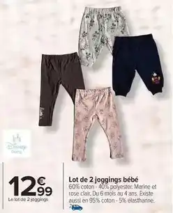 Carrefour Drive Disney - lot de 2 joggings bébé offre