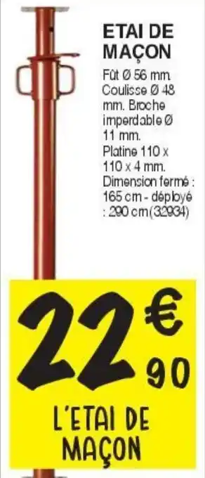 Chretien Matériaux Etai de maçon offre