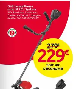 Mr Bricolage Débroussailleuse sans fil 20V System offre