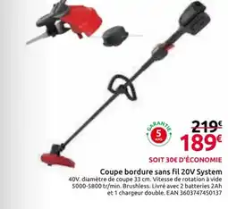 Mr Bricolage Coupe bordure sans fil 20V System offre