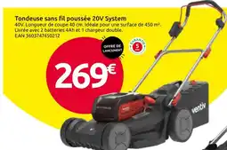 Mr Bricolage VENTIV Tondeuse sans fil poussée 20V System offre