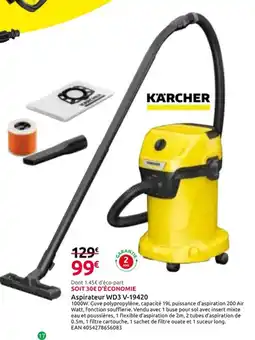 Mr Bricolage KARCHER Aspirateur WD3 V-19420 offre