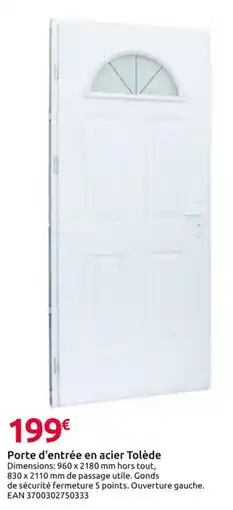 Mr Bricolage Porte d'entrée en acier Tolède offre