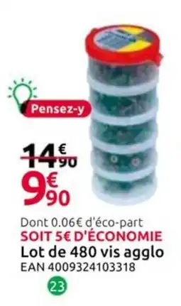 Mr Bricolage Lot de 480 vis agglo offre