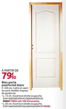 Mr Bricolage Bloc-porte postformé blanc offre