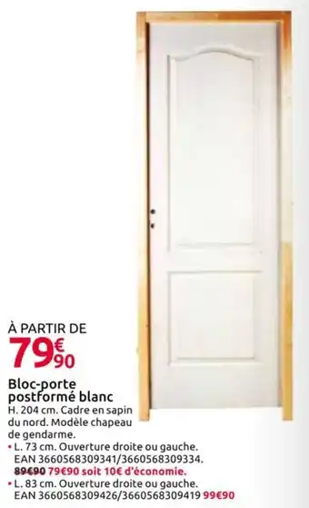 Bloc-porte postformé blanc