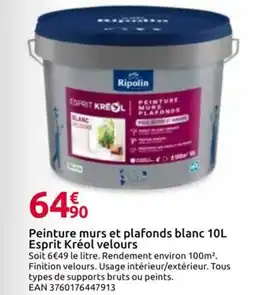 Mr Bricolage Peinture murs et plafonds blanc Esprit Kréol velours offre