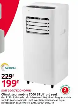 Mr Bricolage SKIRON Climatiseur mobile 7000 BTU froid seul offre