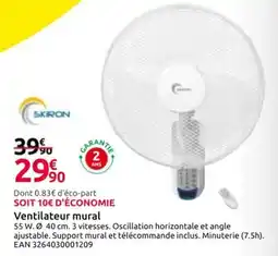 Mr Bricolage SKIRON Ventilateur mural offre