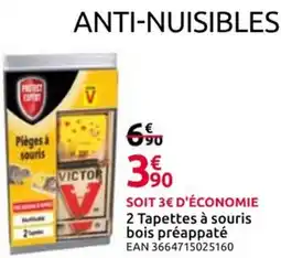 Mr Bricolage 2 Tapettes à souris bois préappaté offre