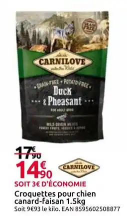 Mr Bricolage CARNILOVE Croquettes pour chien canard-faisan offre