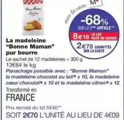 Monop' BONNE MAMAN La madeleine pur beurre offre