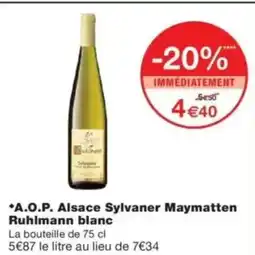Monop' A.O.P. Alsace Sylvaner Maymatten Ruhlmann blanc offre