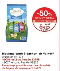 Monop' LINDT Moulage œufs à cacher lait offre