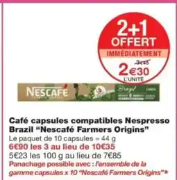 Monop' NESCAFÉ FARMERS ORIGINS Café capsules compatibles Nespresso offre