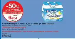 Monop' LACTEL Lait Matin léger 1,2% de mat. gr. sans lactose offre