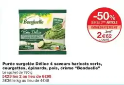 Monop' BONDUELLE Purée surgelée Délice 4 saveurs haricots verts, courgettes, épinards, pois, crème offre