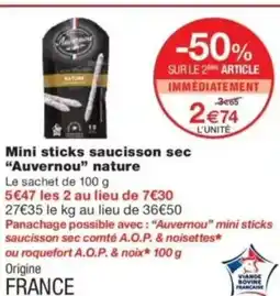 Monop' AUVERNOU Mini sticks saucisson sec nature offre