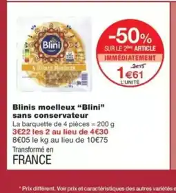 Monop' BLINI Blinis moelleux sans conservateur offre