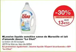 Monop' LE CHAT Lessive liquide sensitive savon de Marseille et lait d'amande douce offre