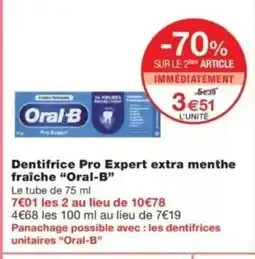 Monop' ORAL-B Dentifrice Pro Expert extra menthe fraîche offre