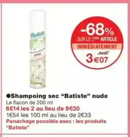 Monop' BATISTE Shampoing sec nude offre