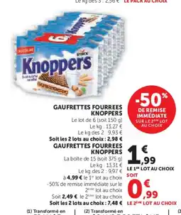Super U KNOPPERS Gaufrettes fourrees offre