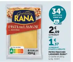 Super U RANA Pates fraiches lasagnes offre