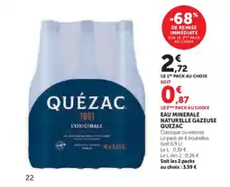 Super U QUEZAC Eau minerale naturelle gazeuse offre