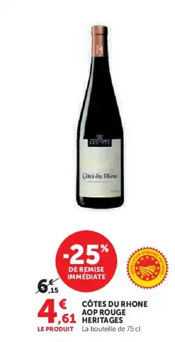 Super U Côtes du rhone aop rouge heritages offre