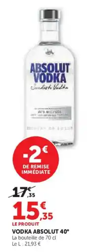 Super U ABSOLUT 40° VODKA offre