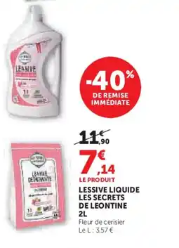 Super U LES SECRETS DE LEONTINE Lessive liquide offre
