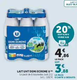 Super U U Lait uht demi ecreme offre