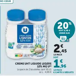 Super U U Creme uht liquide legere 12% mg offre