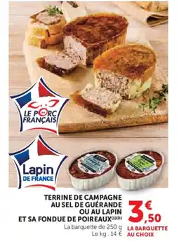 Super U Terrine de campagne au sel de guérande ou au lapin et sa fondue de poireaux offre