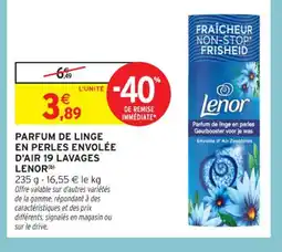 Intermarché Contact LENOR Parfum de linge en perles envolée d'air 19 lavages offre