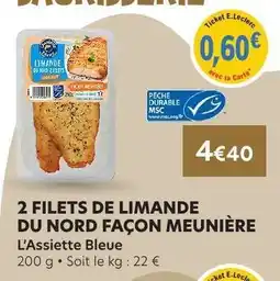 E.Leclerc 2 filets de limande du nord façon meunière offre