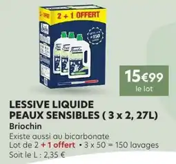 E.Leclerc LESSIVE LIQUIDE PEAUX SENSIBLES (3 x 2, 27L) offre
