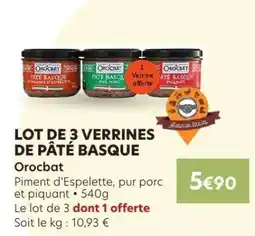 E.Leclerc LOT DE 3 VERRINES DE PÂTÉ BASQUE offre