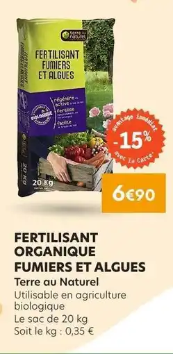 E.Leclerc FERTILISANT ORGANIQUE FUMIERS ET ALGUES offre