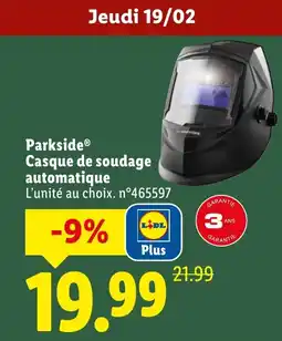 Lidl PARKSIDE Casque de soudage automatique offre
