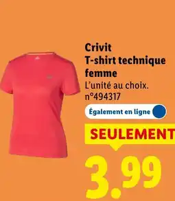 Lidl CRIVIT T-shirt technique femme offre