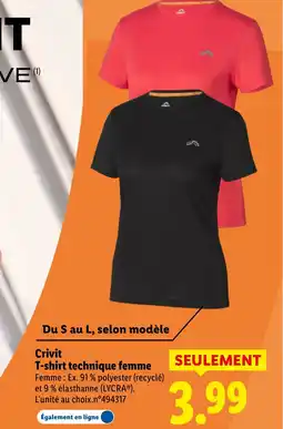 Lidl CRIVIT T-shirt technique femme offre