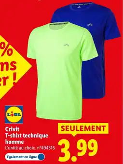 Lidl CRIVIT T-shirt technique homme offre