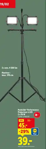 Lidl PARKSIDE Performance Projecteur à LED 2 x 50 W offre