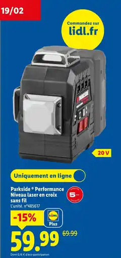 Lidl PARKSIDE Performance Niveau laser en croix sans fil offre