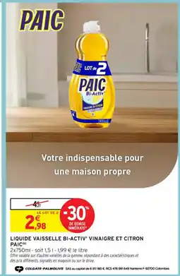 Intermarché Contact PAIC Liquide vaisselle bi-activ' vinaigre et citron offre