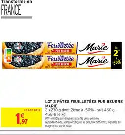 Intermarché Contact MARIE Lot 2 pâtes feuilletées pur beurre offre